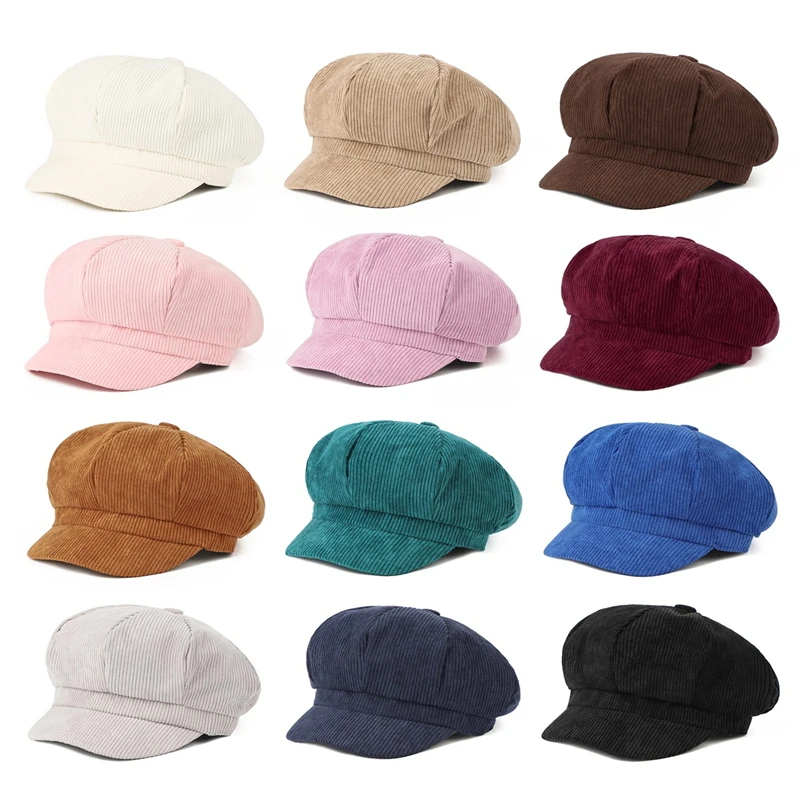 Gorra Vintage de Pana Unisex, Gorras Newsboy, Gorras de Pintor Británicas para Hombre, Boinas de Primavera y Otoño, Boinas Hip Hop, Gorra Octogonal