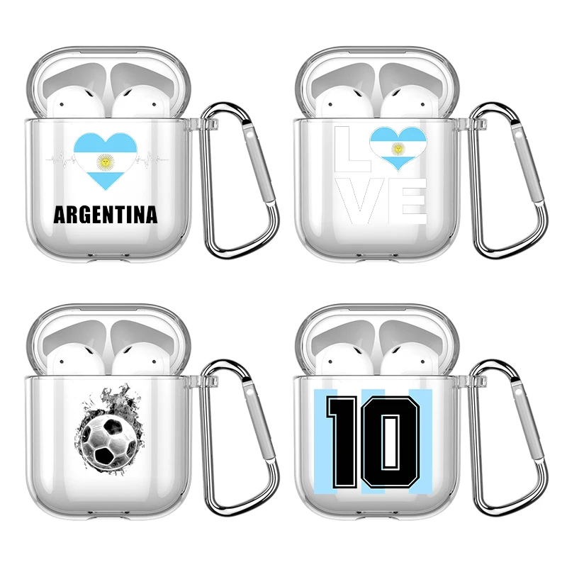 

Argentina Flag Soccer 10 With Hook For Airpod Pro 3 Pro2 Clear Cover Accessorie Soft Case for Apple Airpods 2 1 Earphone Cases