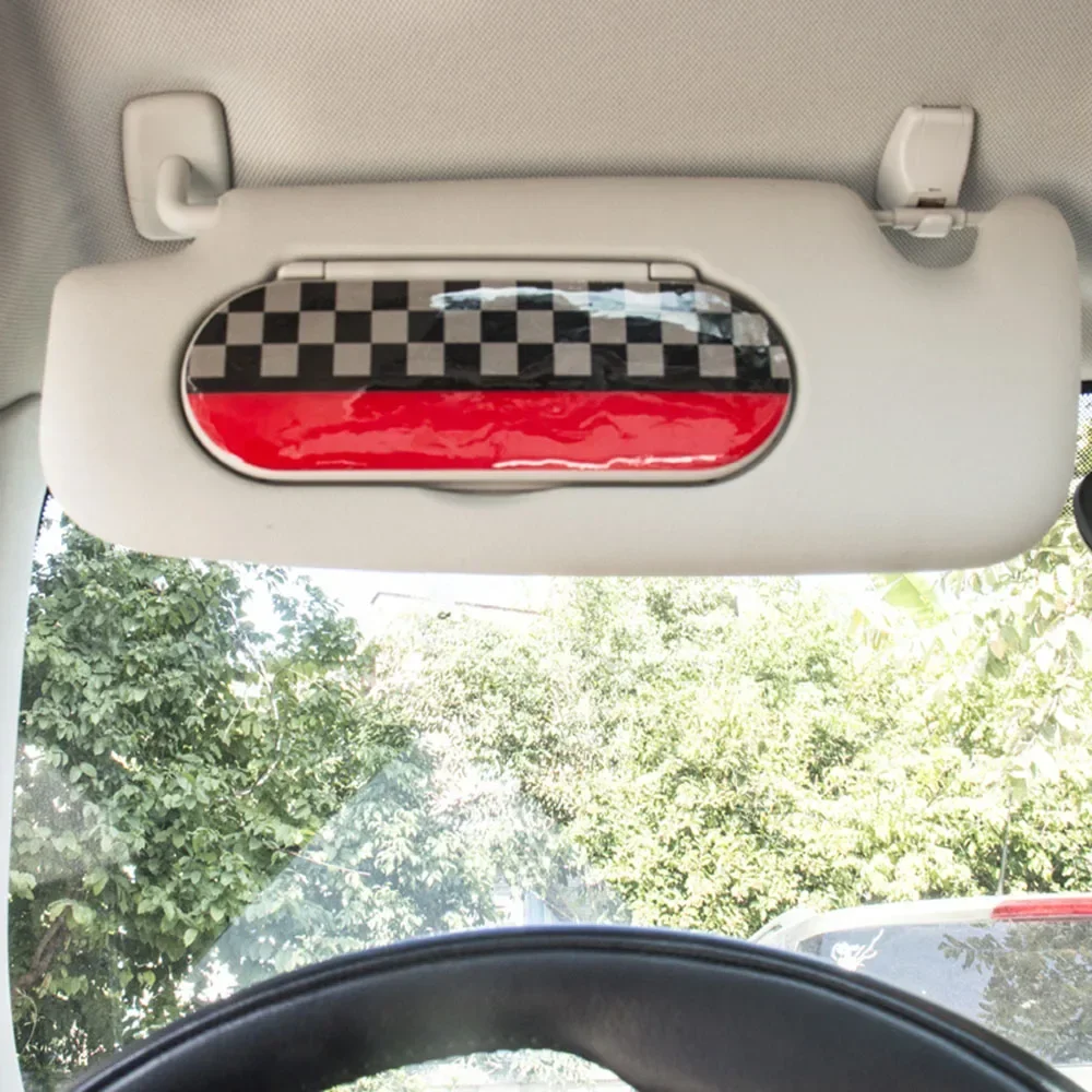 Car Sun Visor Makeup Mirror Back Epoxy Stickers for Mini Cooper F55 F56 Decals Decoration Interior Decorative Accessories