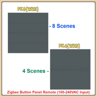 100-240VAC PK4/8 Zigbee 3.0 Button Wall Mounted Touch Panel Smart Dimmer Switch Through Tuya APP Has Scene Recall For LED Lights
