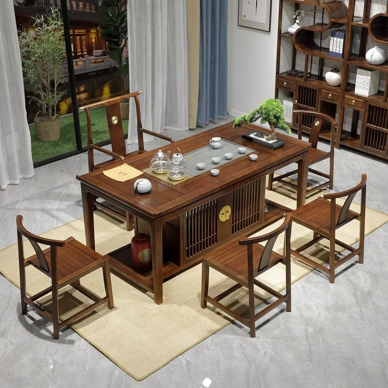 

Новый китайский чайный стол и стулья в комплекте, чайный сервиз из палисандра