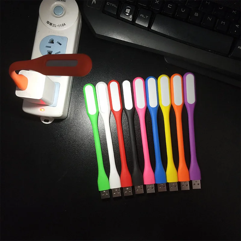 Book Light Mini USB LED Light 5V 1.2W Power Bank Reading Light Notebook Portable LED Lamp 7 Colors USB Night Lights(1pcs)