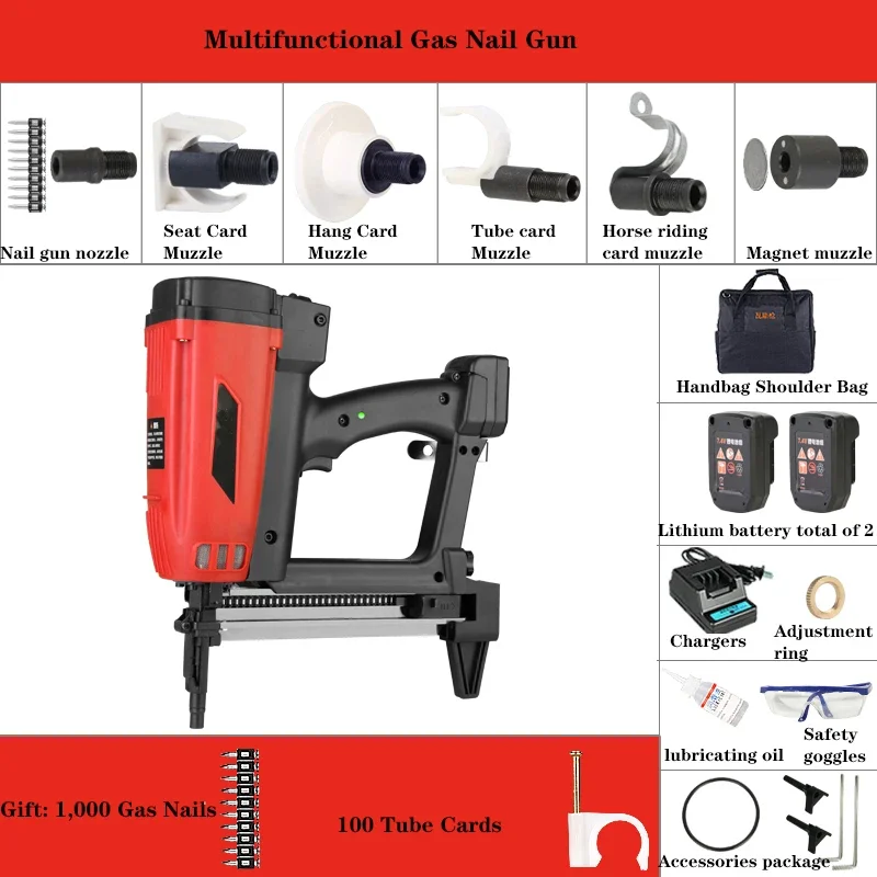 WSQ-01 Rechargeable Multi-purpose Gas Nail Gun Hydroelectric Woodworking Steel Nail Gun Concrete Ceiling Frame Trunk