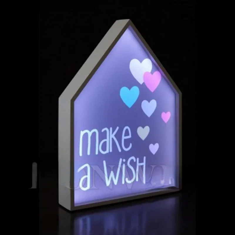 Wall mounted Neon Sign Make A Wish LED Light Box