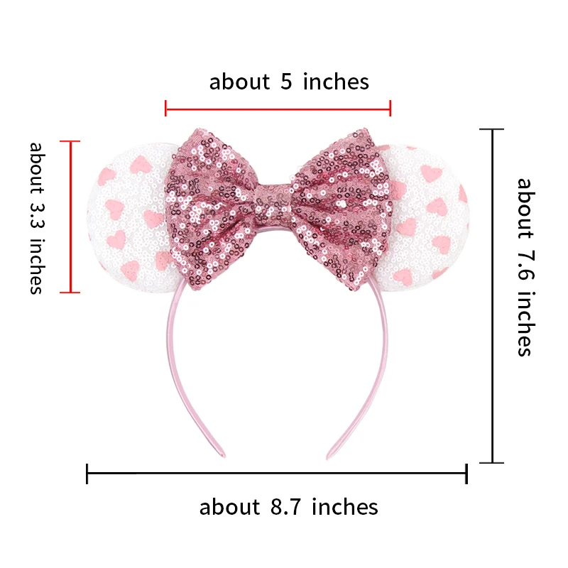 2024 Valentine\'s Day Mouse Ears Headband For Girls Women Sequins Love 5\