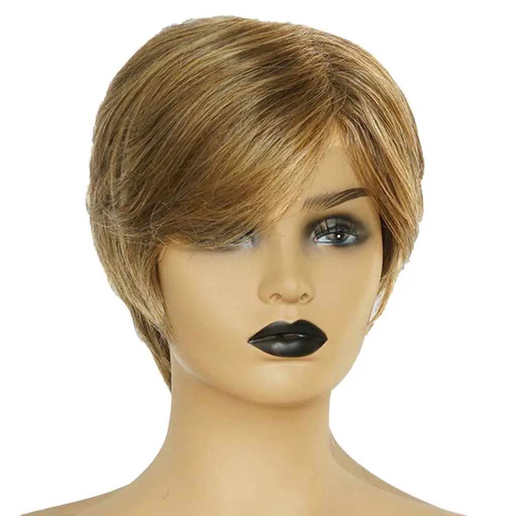 

Natural Human Hair Wigs Short Straight Curly Pixie Cut Wigs with Women Cosplay Costume