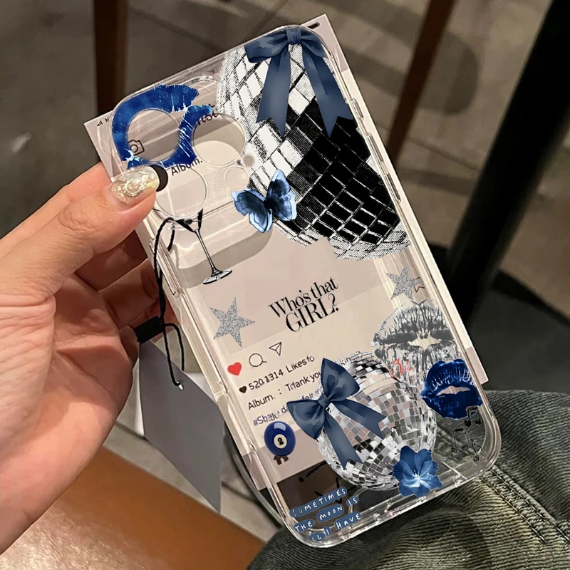 Fundas transparentes con diseño de discoteca de chica de Nueva York para iPhone 14 Pro Max 17 13 12 11 16 ProMax 15 14 Plus XR XS 7, funda anticaída