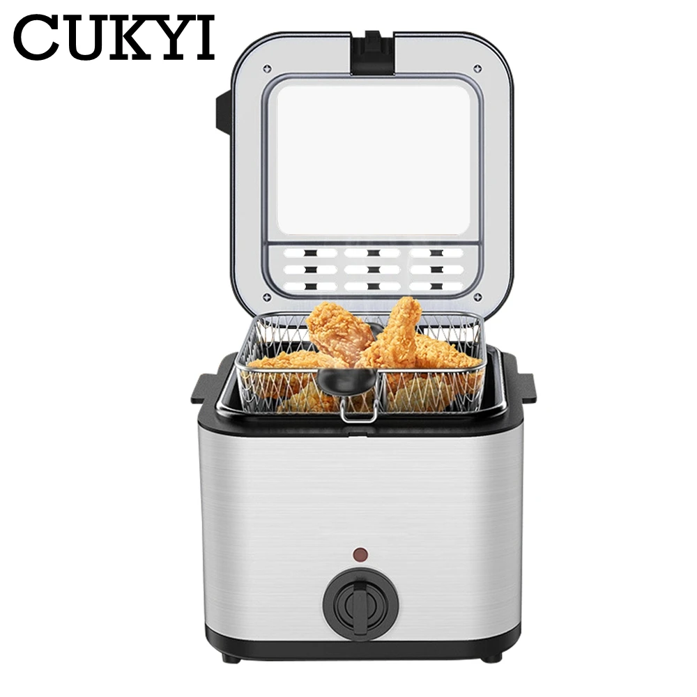 مقلاية كهربائية منزلية/تجارية من CUKYI ماكينة القلي 2.5L مع صانع البطاطس المقلية أداة شواء الدجاج المقلي 110/220 فولت