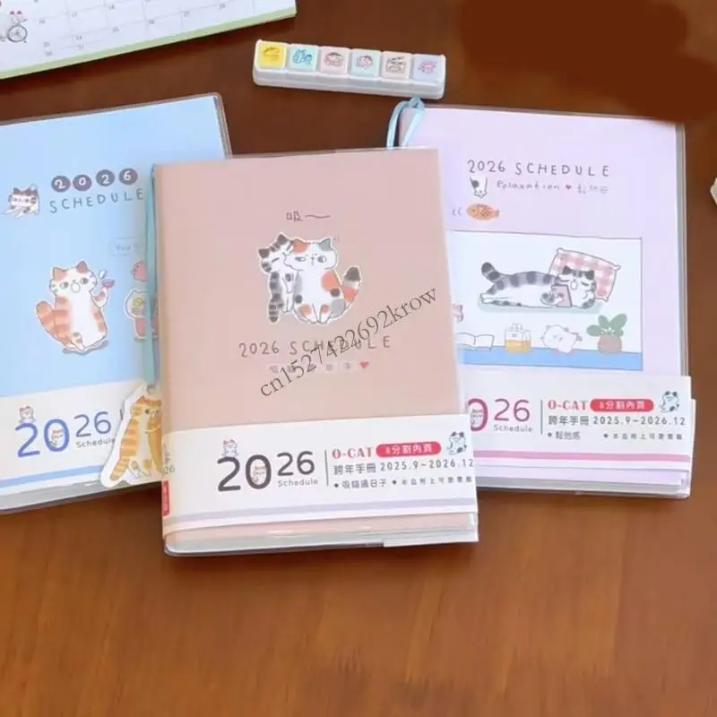 

Многофункциональный ежемесячный ежемесячный планировщик формата B6 с разделами для заметок для студентов, рабочих и кошек, R9CB
