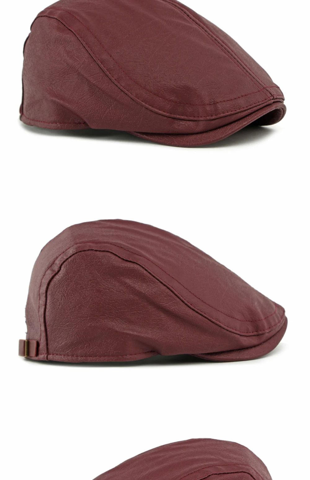 HT4867 Herren- und Damen-Baskenmütze, Vintage-Künstlermütze, Unisex, verstellbar, flache Mütze für Herbst und Winter, PU-Baskenmütze – Detail 9