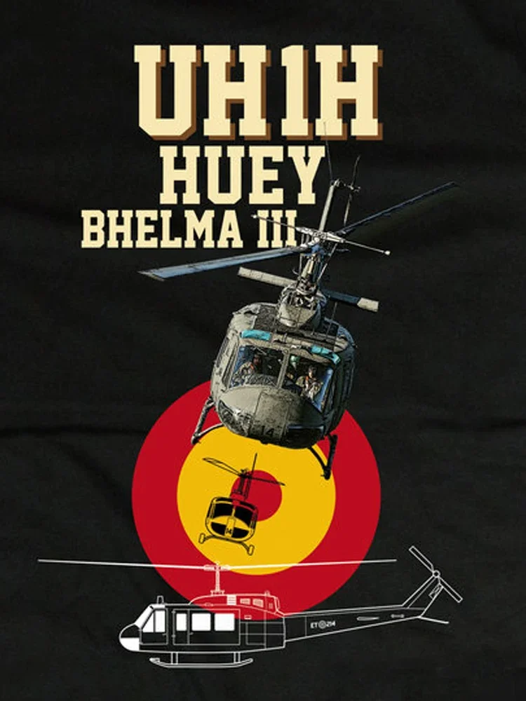 

Футболка с вертолетом Spanish Air Force BHELMA III UH-1H Huey, 100% хлопок, с круглым вырезом, летняя повседневная мужская футболка с короткими рукавами, размер S-3XL