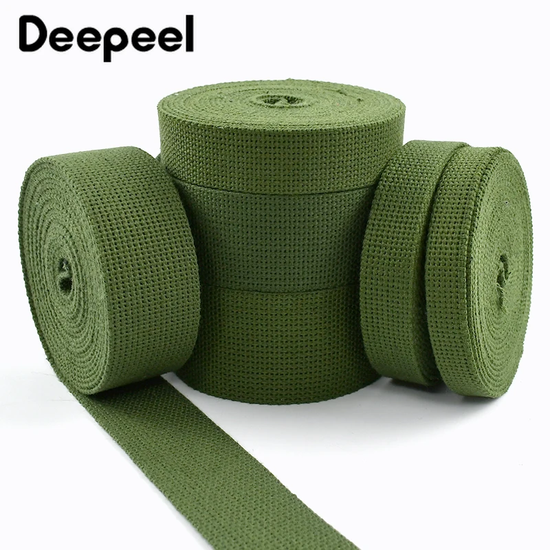 

2/5/10Yards 15-50mm ArmyGreen Canvas Cotton Webbing 2mm Thick Ribbon Band for Bag Strap Backpack Tape Sewing Braid Trimmings