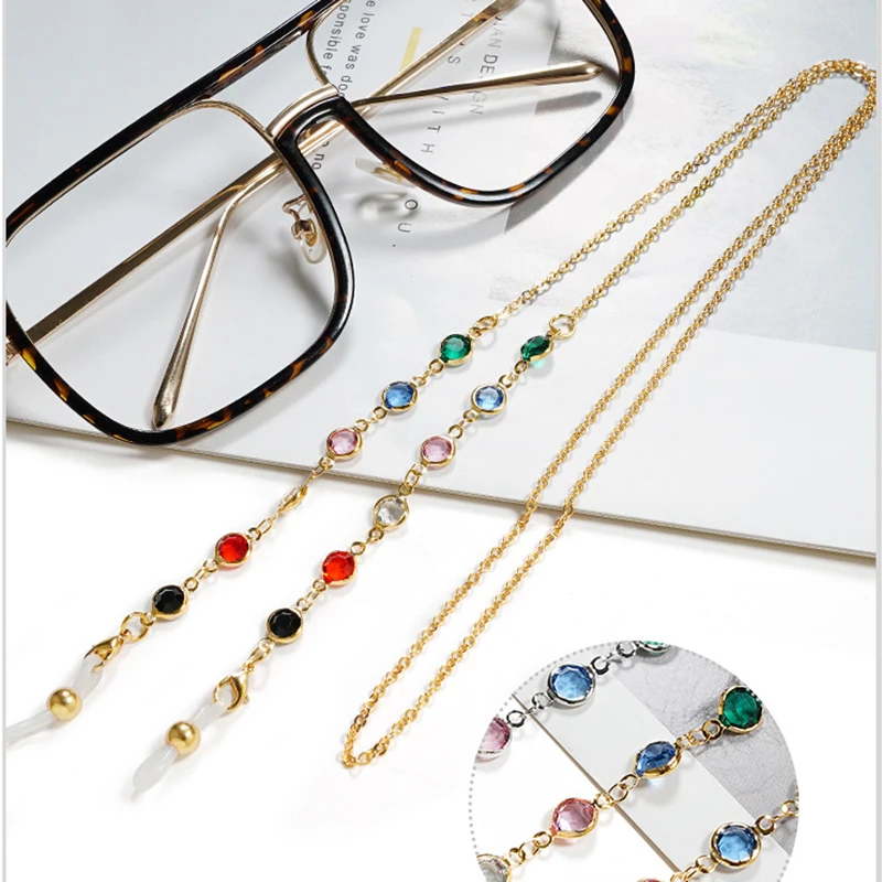 Colorful Crystal Bead Eyeglass Holder Fashion Glasses Chain for Women Eye Accessories Eyewear Straps Cord Sunglasses String Gift