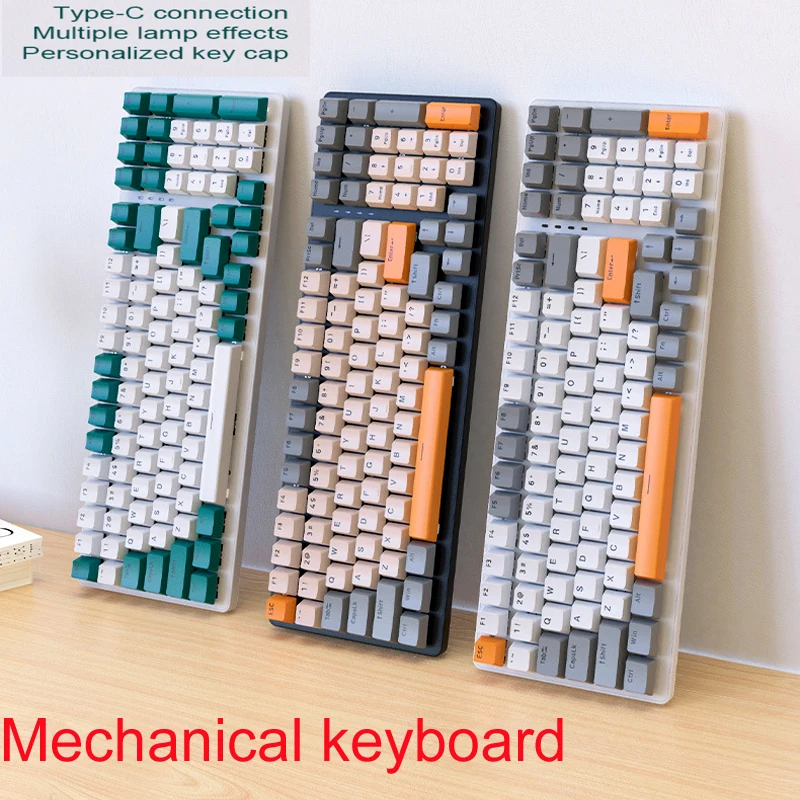 Top 100 Keys Mechanical Keyboard Wired Backlight Keyboard Customized E-sports Office Game Computer Keyboard Metal Panel