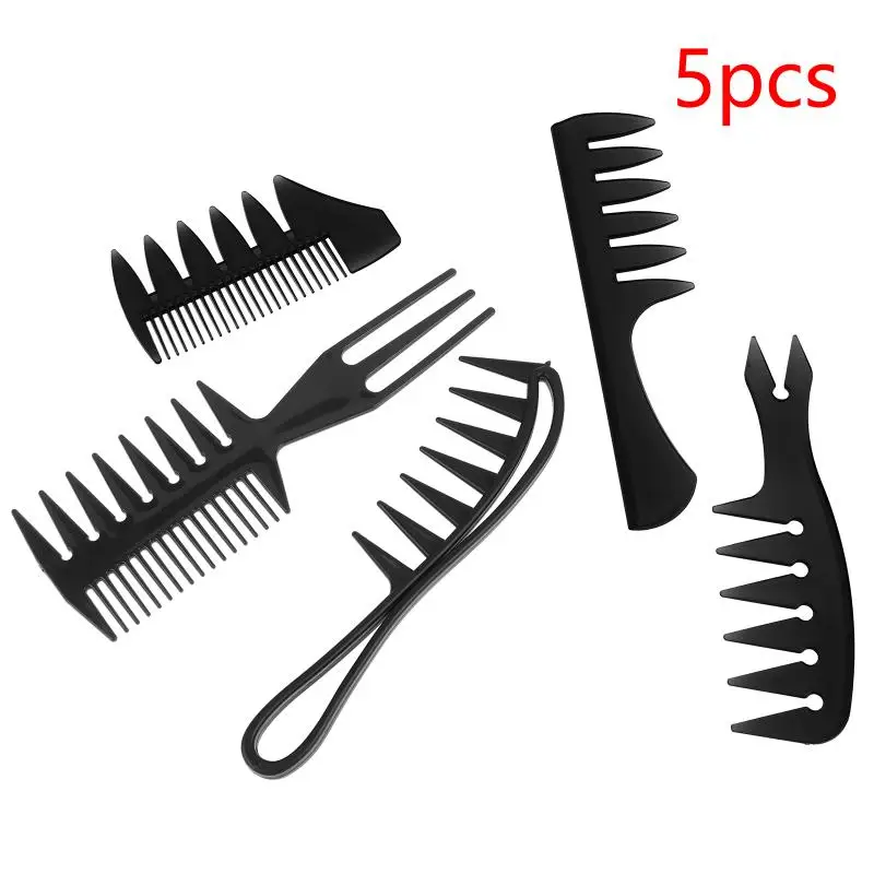 5Pcs Hair Styling Wide Tooth Comb Hair Pick Texture Comb Slicked-back Undercut Anti Static Comb Styling Comb Set For Men