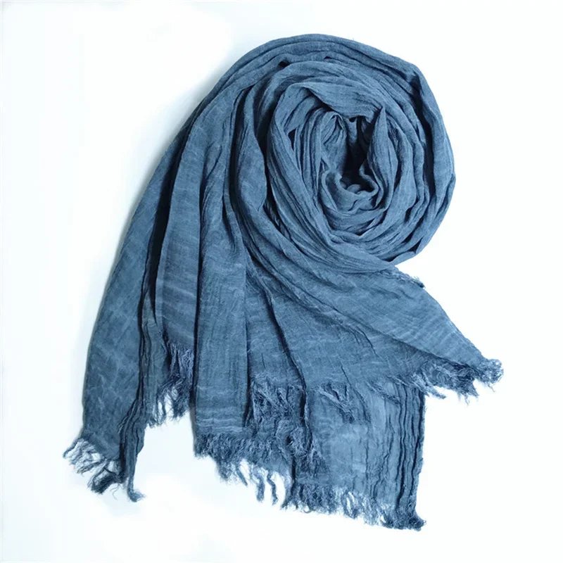 

Japanese Style Unisex Cotton Linen Scarf Tie-dyed Autumn Winter Men Scarves Wraps Korean Fashion Men's Bufandas Male Accessories