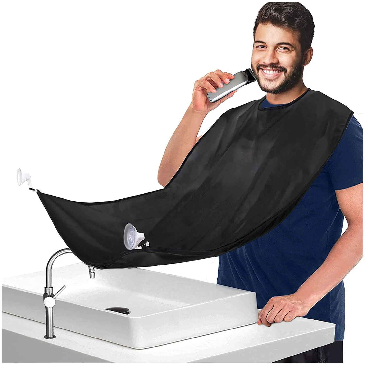 Beard Catcher Cape Bib Mirror Suction Cup Apron Hair Shave Beard Catcher Clean Care Waterproof Floral Cloth With Two Suctio