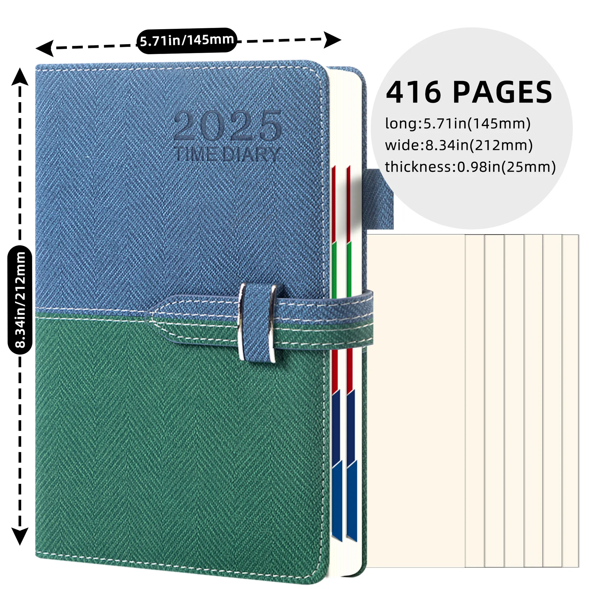 2025 English-French-Spanish Planner with Color-Coded Pages and Daily Schedule for Efficient Time Management