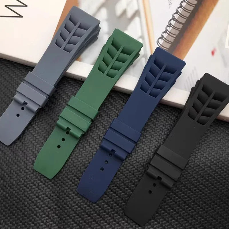 Soft silicone strap For Richard Mille RM53/055/011/050 men\'s waterproof and sweat proof rubber bracelet 25mm Watch accessories