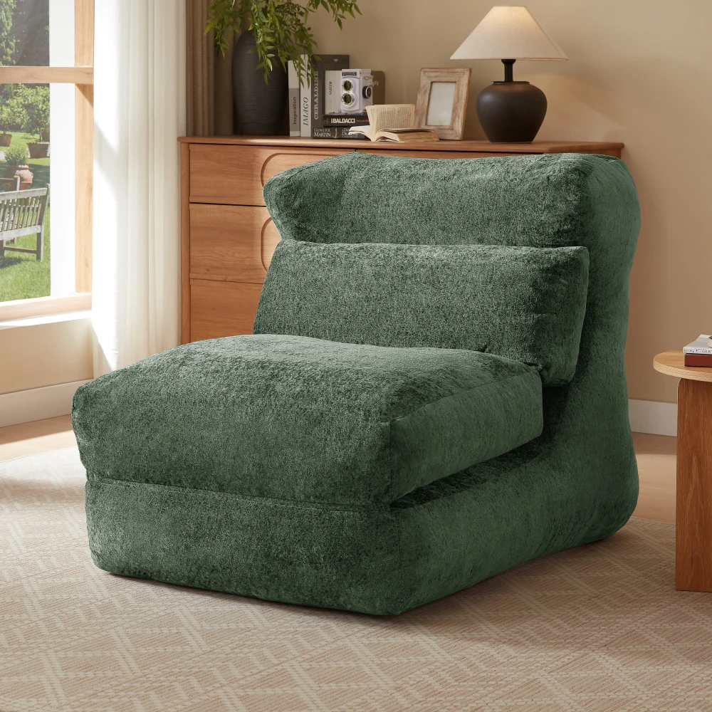 Fauteuil de relaxation en chenille au design unique, convertible en chaise longue inclinable, fauteuil d'appoint rembourré en chenille douce,