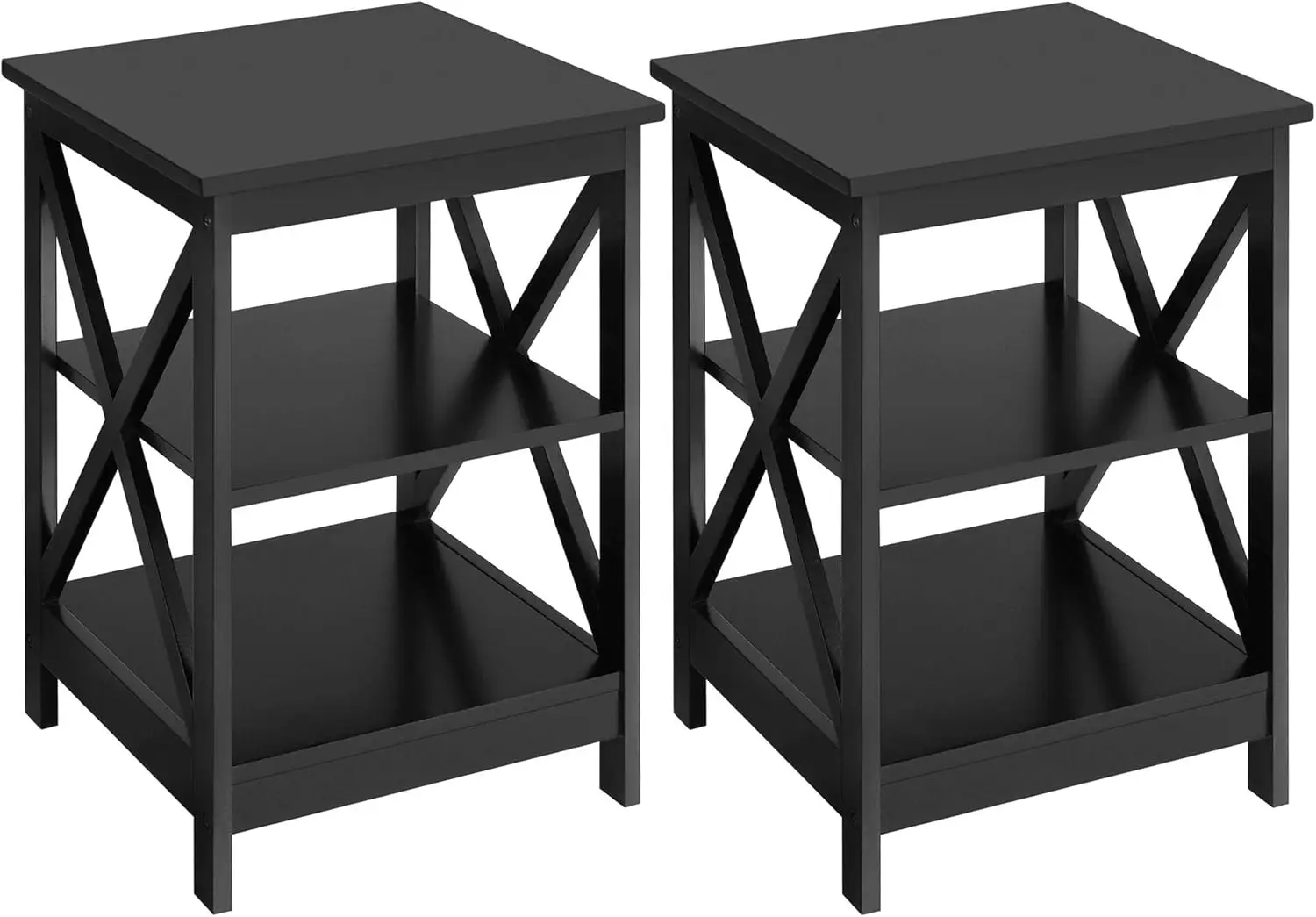 

3 Tier End Tables with Shelves, Wooden X-Design Sofa Chair Stand, Accent Home , Table top Mesas de lujo para sala Couch table