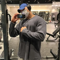 American Style Hard Man Long Sleeve T-Shirt Men's Fitness Training Running Sport Top Skin-friendly Breathable Youth Trend