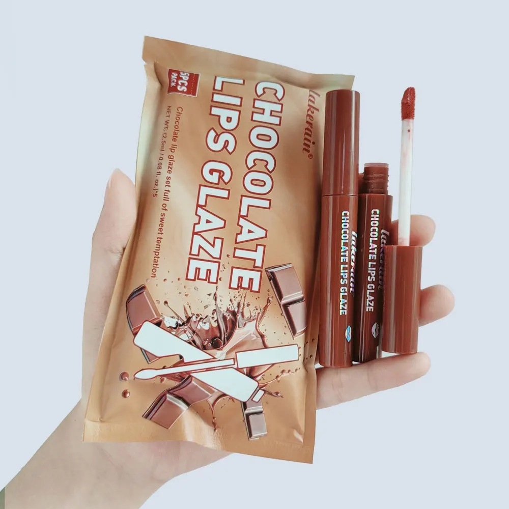 5 pezzi di smalto per labbra marrone opaco caffè rossetto balsamo per labbra set di lucidalabbra al cioccolato, trucco per labbra smalto opaco, effetto naturale, di lunga durata