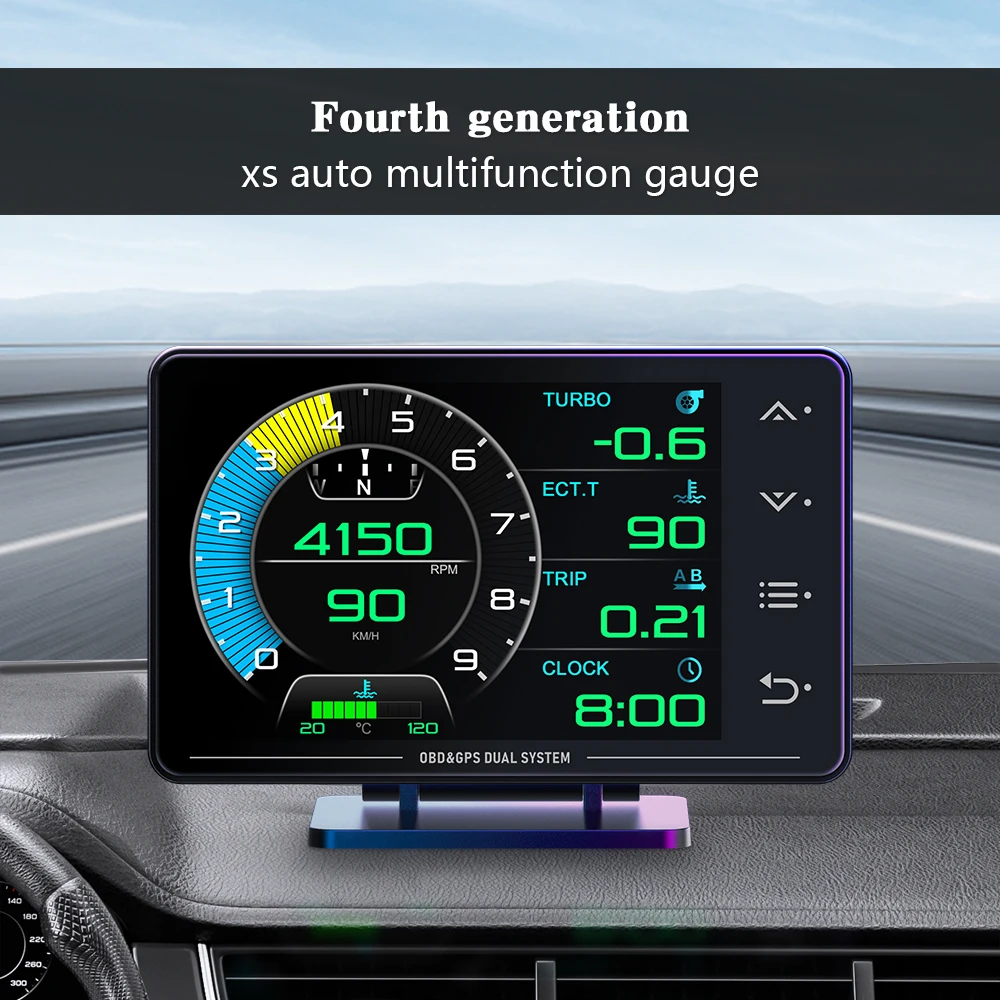 3.5inch HUD Gauge OBD2+GPS Car Digital Head Up Display Speedometer Turbo RPM Alarm Temp On-board Computer Auto Accessories