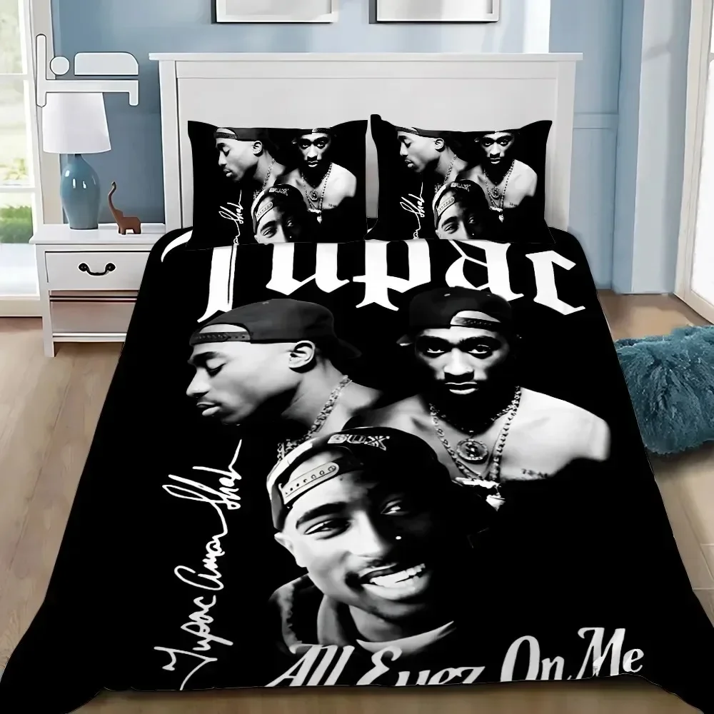 Exquisite 3D 2Pac Tupac Wallpaper Hip Hop Digital Printing Bedding Set Comforter Bed Youth Kids Girls Boys Gift
