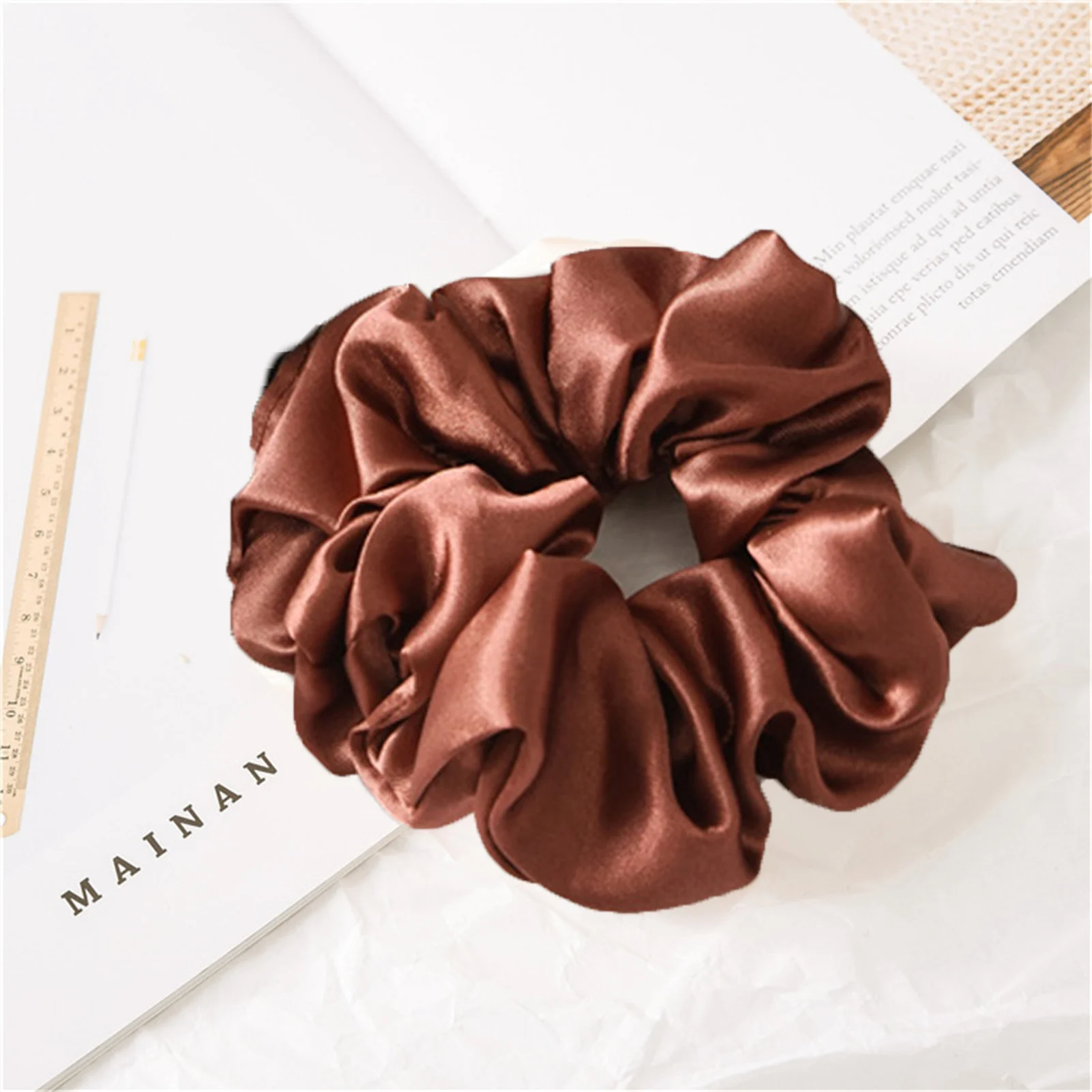 3.9 inch Women Silk Large Scrunchie Elastic Handmade Multicolor Hair Band Ponytail Holder Headband Hair Accessories