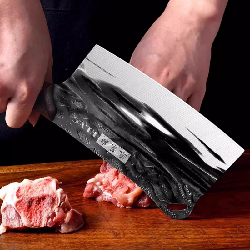 Longquan 5Cr Forged Kitchen Knife, Chicken Wing Wood Handle Multipurpose Cleaver for Bone Chopping, Vegetable & Meat Cutting