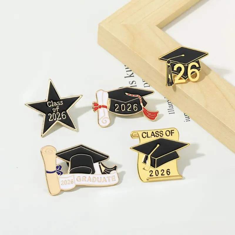 2pcs Metal Baking Paint Brooch Graduation Season Souvenir Texture Jewelry Brooch Multifunctional Decoration Backpack Hat Clothin