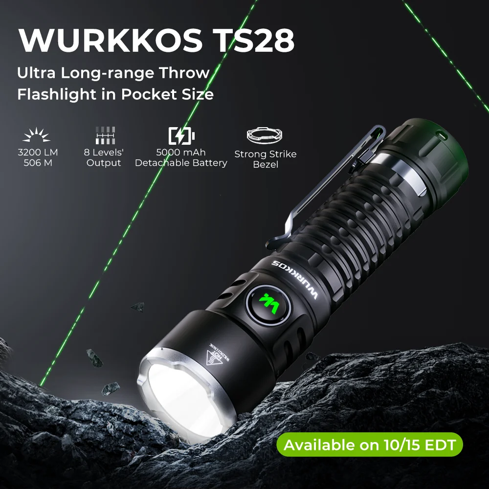 Wurkkos TS28 High-Performance Flashlight 3200 Lumens Torch Light Flashlights for Outdoor Adventures Search Inspection.