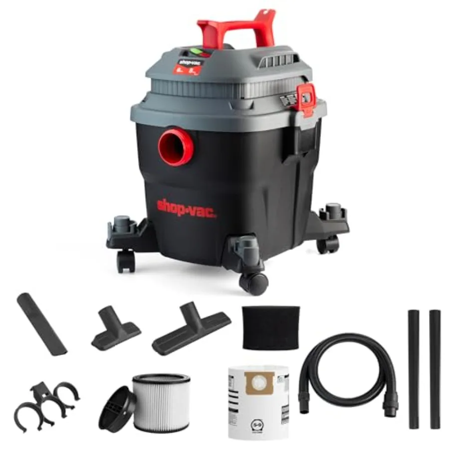 

6 Gallon 5 Peak HP Wet/Dry Vacuum Portable Shop Vacuum with Attachments for Jobsite Garage and Workshop. 5430097