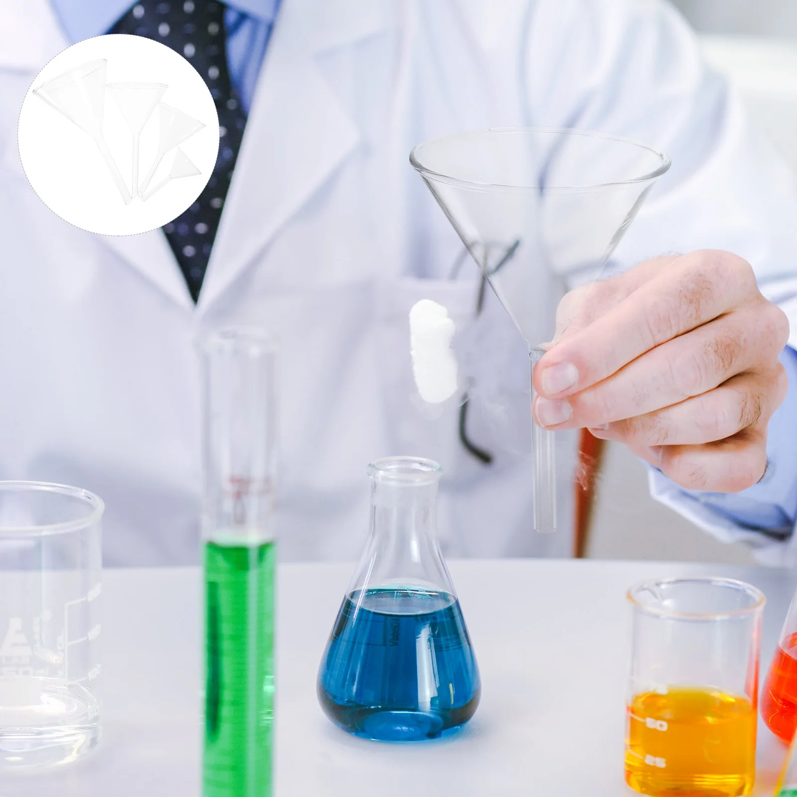 4 قطعة قمع زجاجي للمختبر مجموعة قمع البورسليكات الشفافة قمع المرشح العلمي للاستخدام الكيميائي البيولوجي 40 60 75 90 مللي متر #2