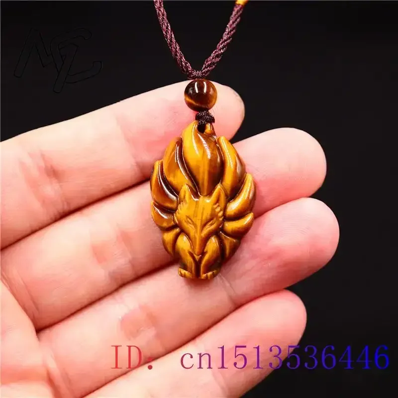 الطبيعية عين النمر تسعة الذيل الثعلب قلادة مجوهرات تميمة الهدايا الأحجار الكريمة منحوتة سحر قلادة الأزياء الصينية اليشم الجاديت