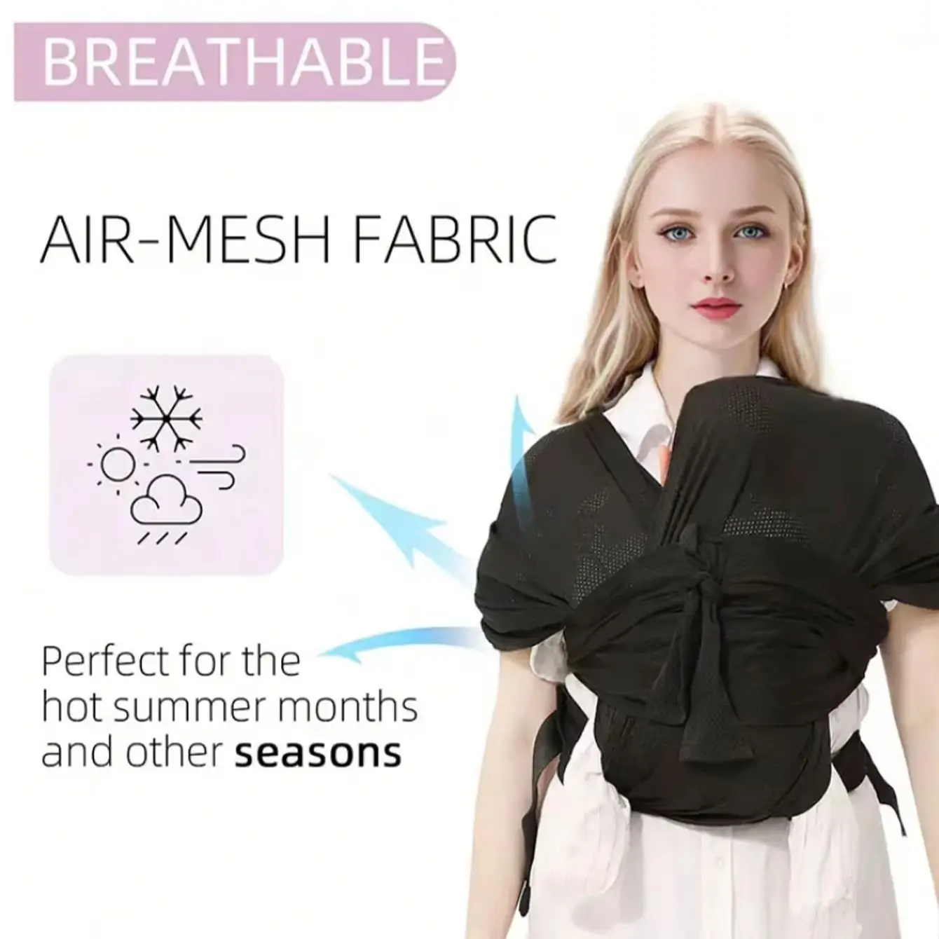 Adjustable Newborn Baby Sling Soft Breathable Air Mesh Carrier Infant Wrap Hipseat Gridding Cloth Wrap for Comfortable Wearing