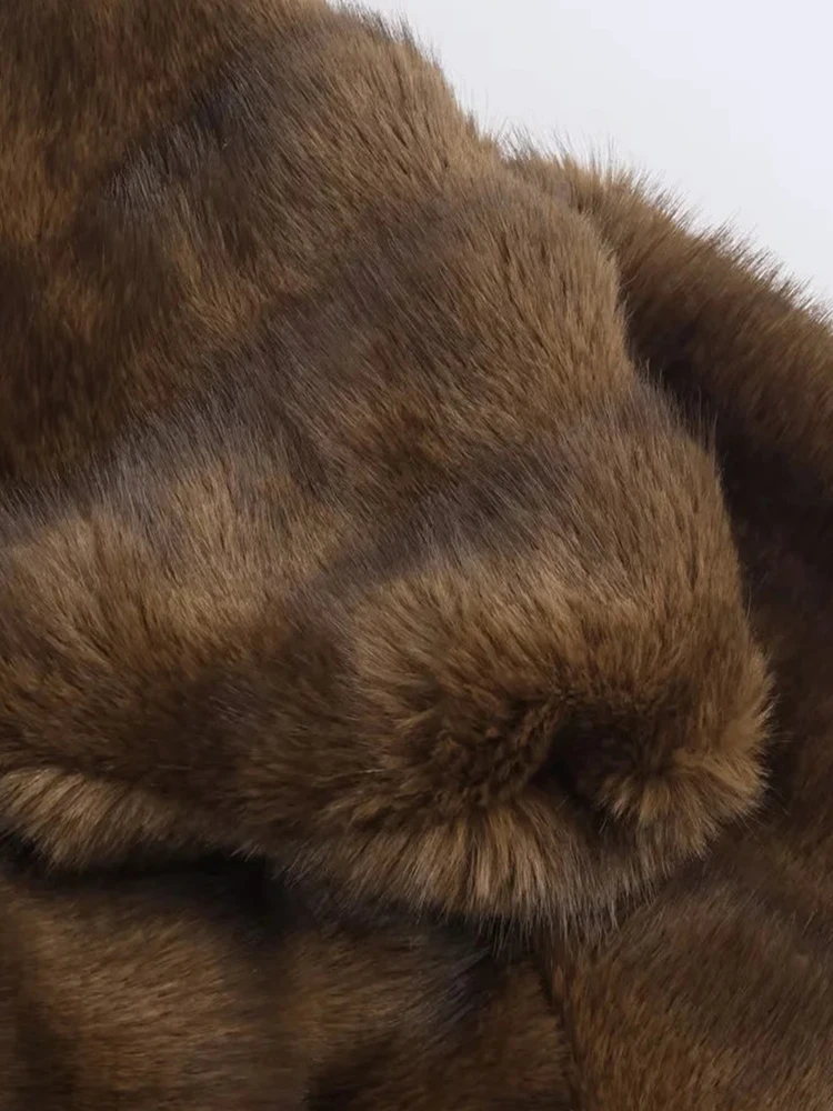 المرأة الصلبة اقتصاص فو الفراء معطف الأزياء التلبيب طويلة الأكمام واحدة الصدر جيب سترة سيدة الدافئة ركاب أبلى