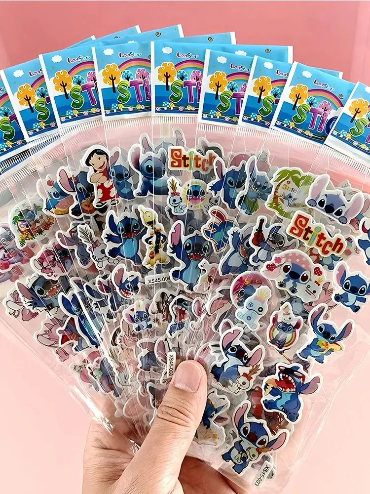 12 stks Disney Cartoon Stitch Bubble Stickers voor Kinderen Leuke Anime 3D Puffy Bulk Decals Waterdichte Kinderen Beloning Sticker Gift - afbeelding 2