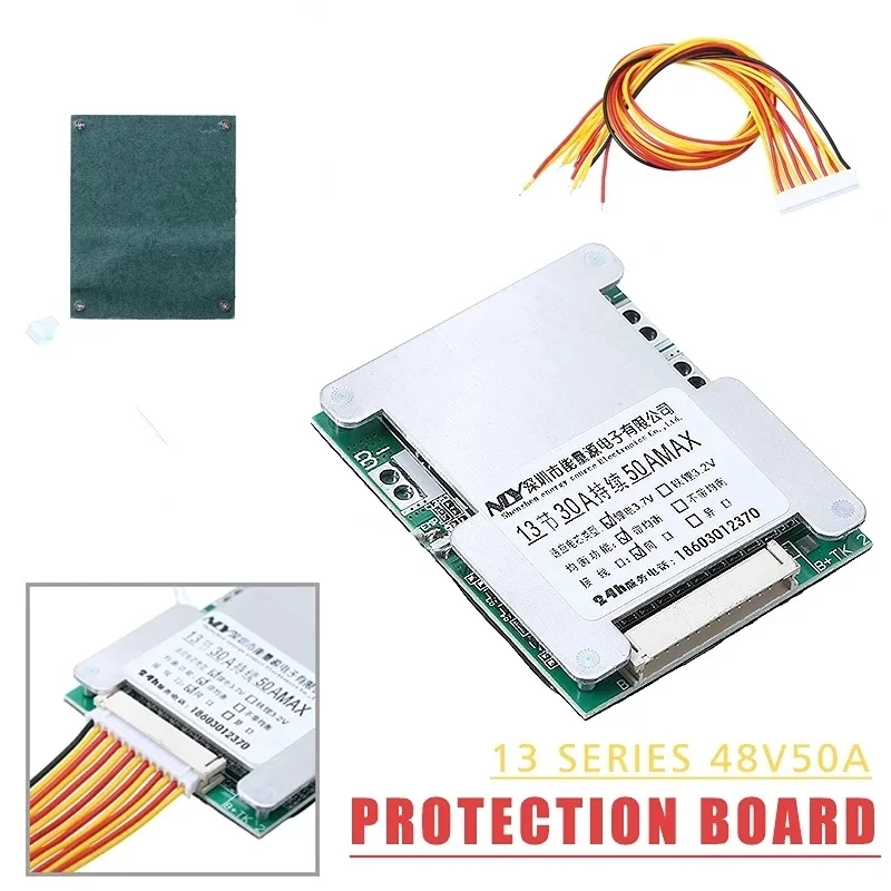 New Arrival 13S 48V 50A 18650 Li-ion Battery Pack BMS Protection Equalizer PCB Board Batteries Balance Integrated Circuits Board