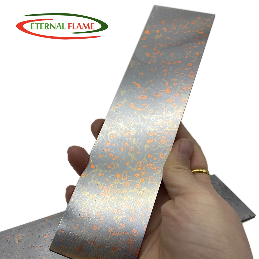 DIY nóż Making Rainbow Damascus steel Sandwich miedź trzy kolory Damascus Billet Plate ostrze noża pusta obróbka cieplna