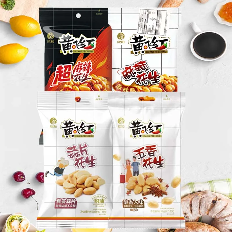 Kacang HuangFeiHong 3.88oz(110g)*3 bungkus Spesialisasi kacang, makanan goreng, camilan, minuman beralkohol, dan hidangan