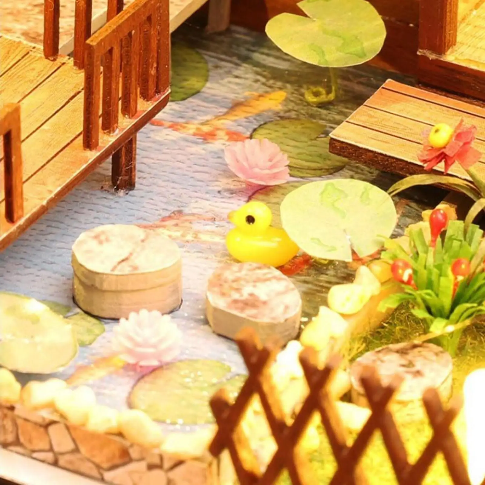 بيت الدمى الخشبي المصغر DIY مع أثاث خفيف لبيت الدمية نموذج غرفة إبداعية هدية عيد ميلاد #5