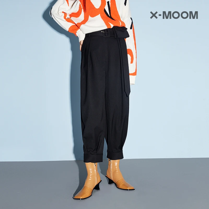 

Loose Women's Wide Leg Pants XMOOM Autumn New Sle Waist Bag Design Commute Simple Sle Long Harlan Pants Casual Trousers