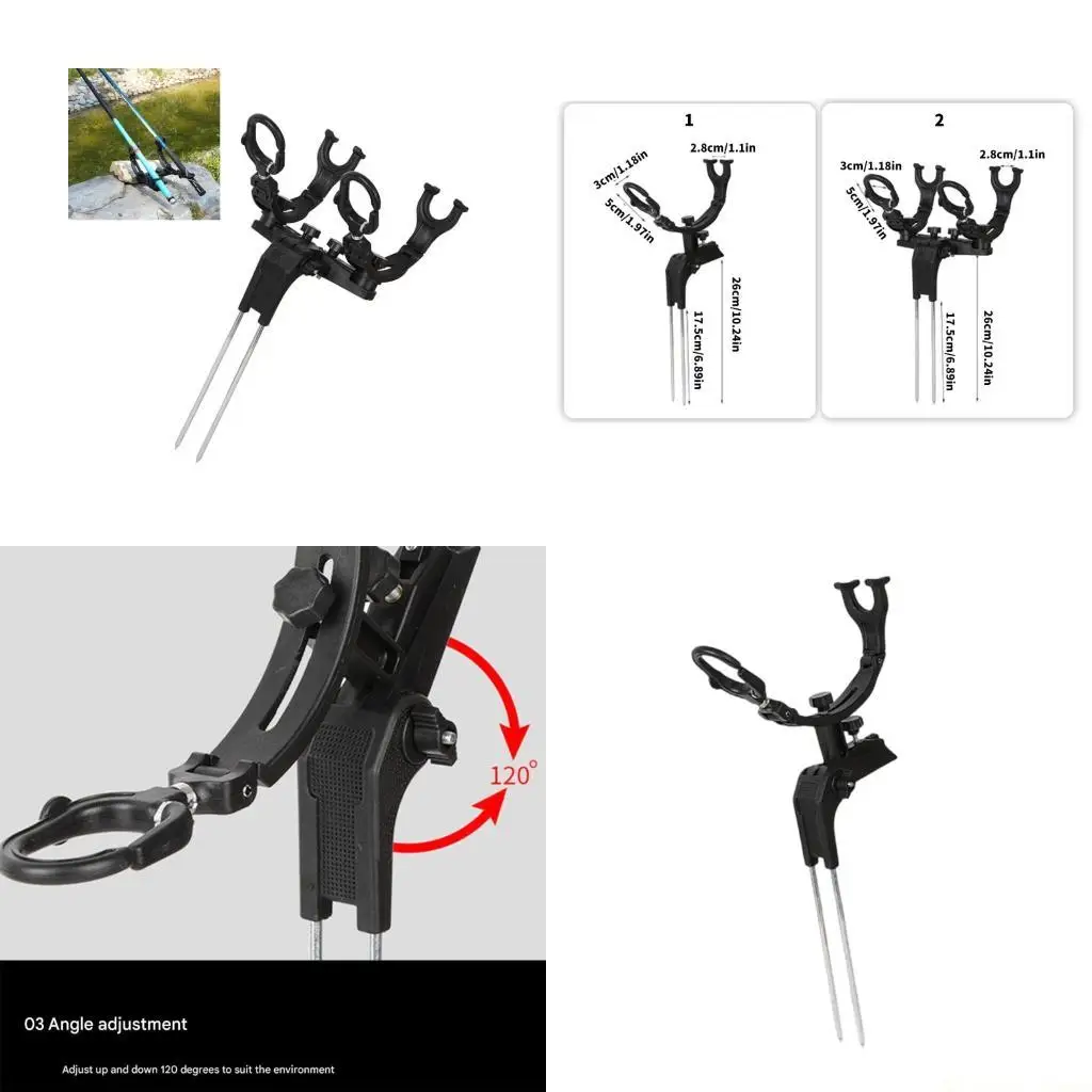 

31BE Металлический держатель для одинарных/двойных удочек Стойка для поддержки удочек с колышком