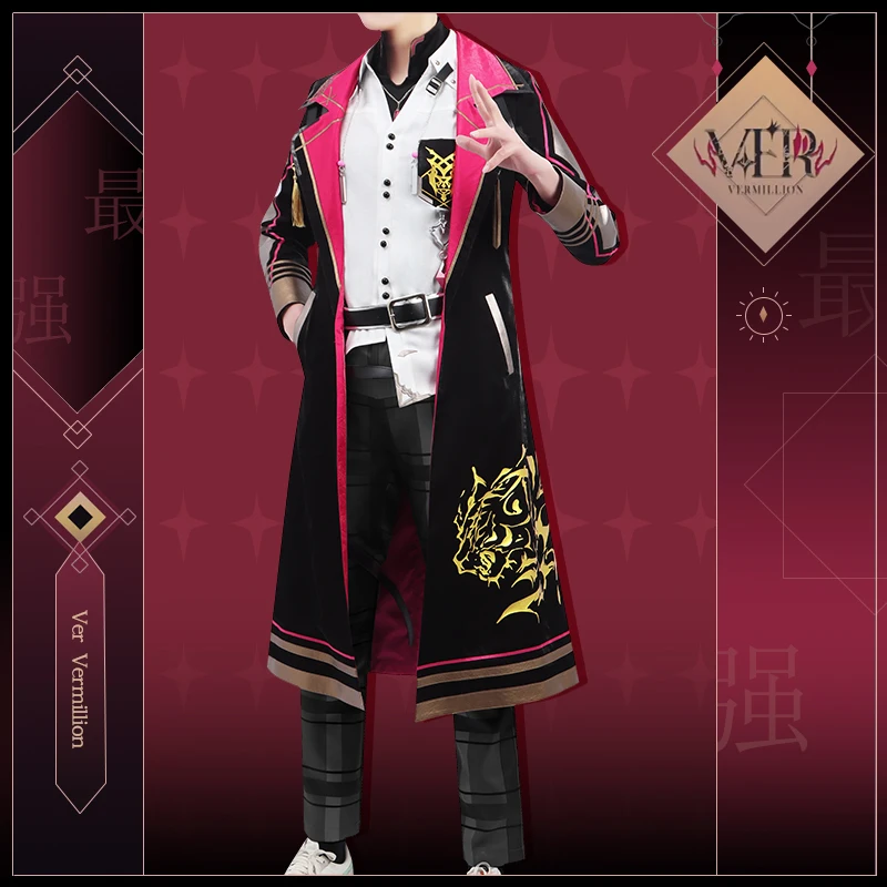 [Customized] Vtuber Nijisanji XSOLEIL Ver Vermillion Cosplay Costume Gorgeous Handsome Uniform Halloween Party Outfit Game