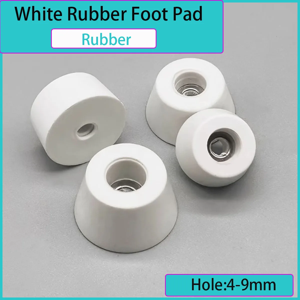 Anti-slip White Circular Rubber Foot Pads with Gasket - 4-9MM Hole Furniture Leg/Machine/Speaker Bumpers, Floor Protection Pads