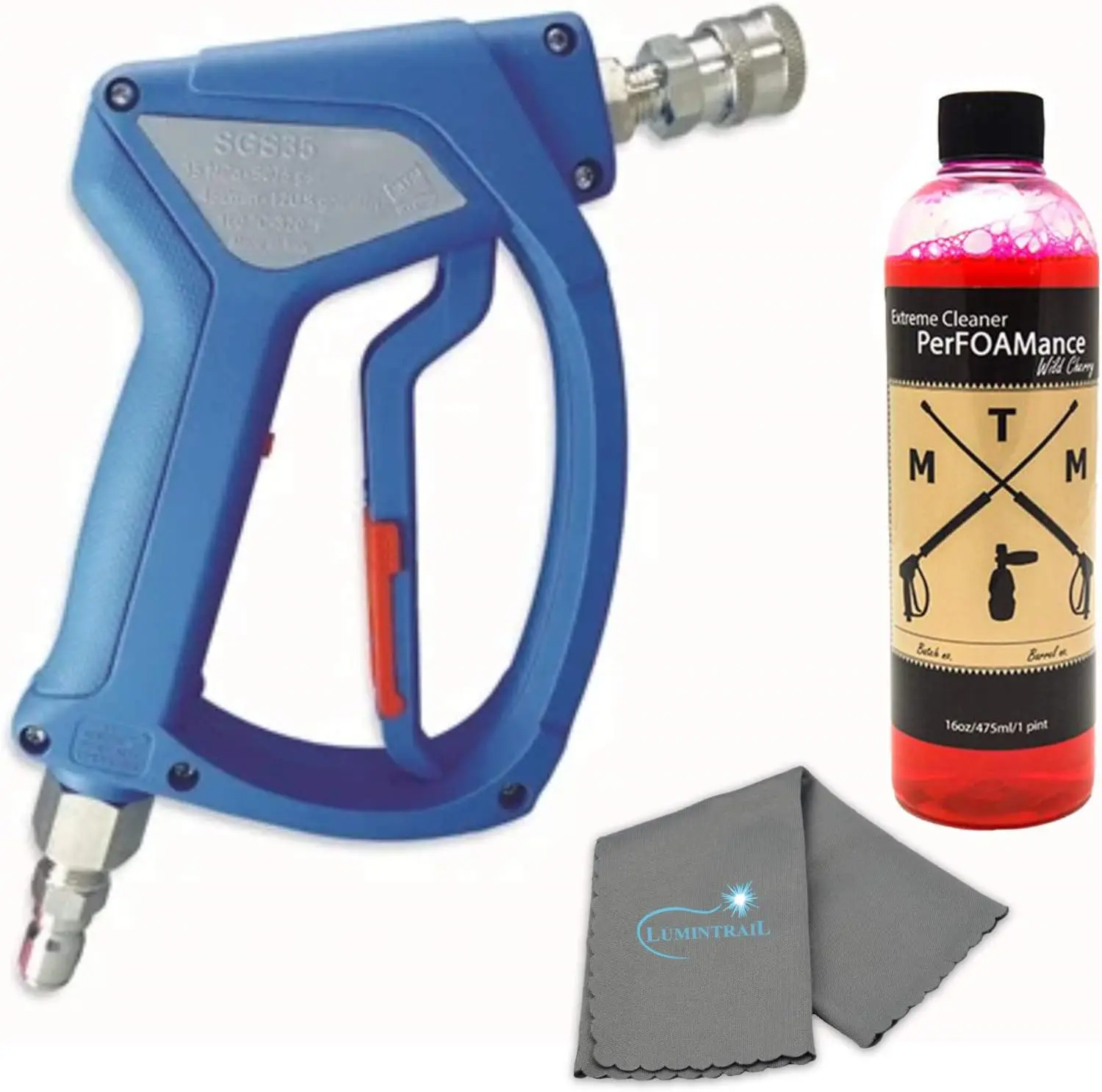 Acqualine Sgs35 Spray Gun With Built-In Stainless Swivel Bundle With Mtm Foam Soap And Cloth