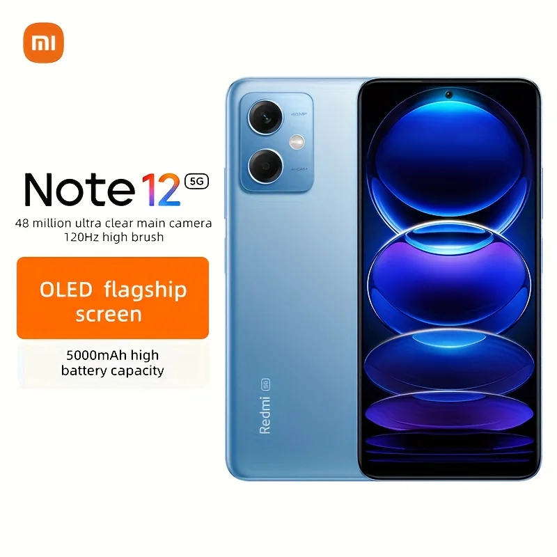 هاتف ذكي Global Rom Xiaomi Redmi Note 12 5G بسعة 128 جيجابايت/256 جيجابايت وشاشة 6.67 بوصة ذهبية 120 هرتز سنابدراجون 4 Gen1 وكاميرا مزدوجة بدقة 48 ميجابكسل 33 وات