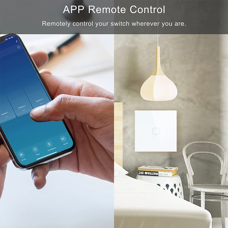 Minitiger EU/UK Standard Tuya Smart Home Glass Panel Light Touch Switch Voice Control Wireless Support Alexa Google Home